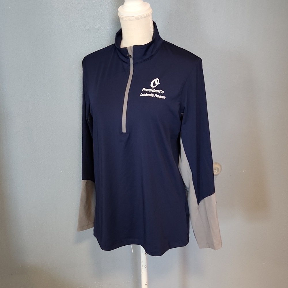 Russell Athletic Dri Power quarter zip long sleeve pullover colorblock s…